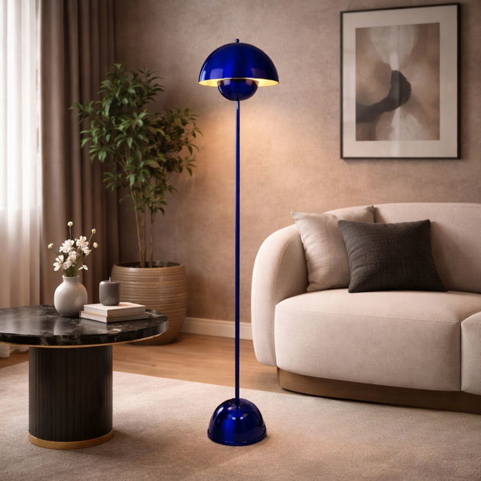 Opviq Lámpara de Pie Azul Marino de Metal